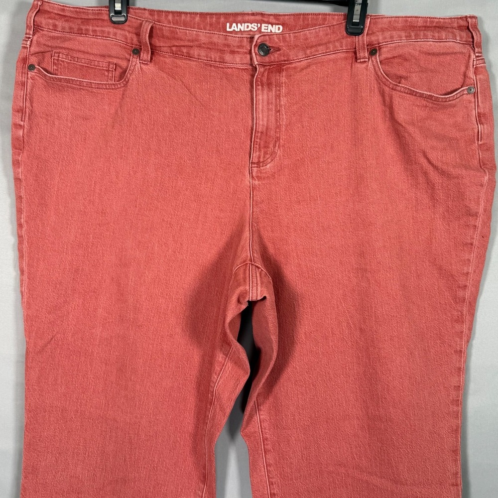 Lands'End  Women 26W Pink Denim Jean Stretch (48x29") Stretch Straight‎ Rise 13" - Picture 2 of 10